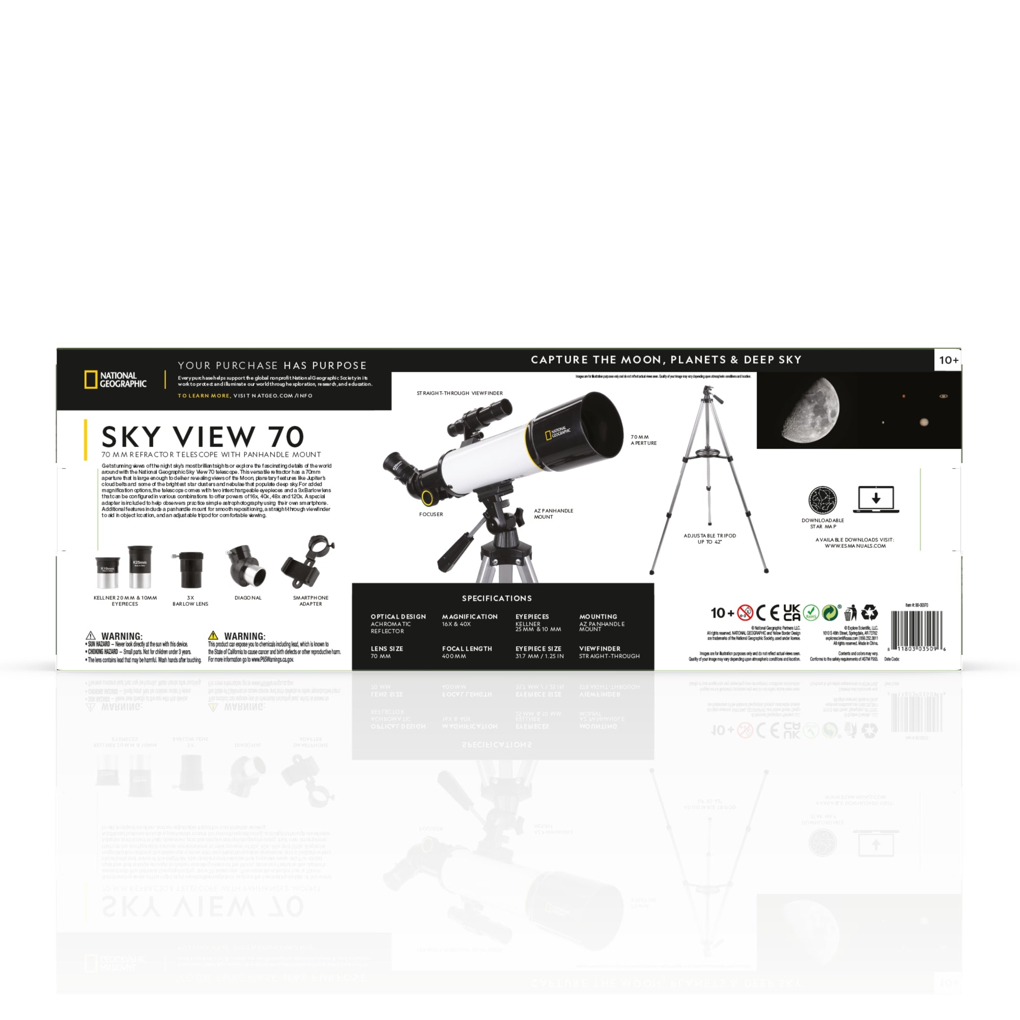 SKY VIEW 70 70mm Refractor Telescope with Panhandle Mount