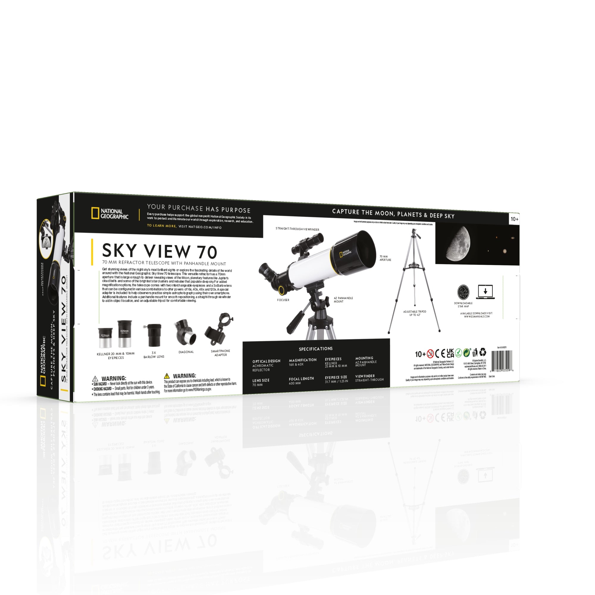 SKY VIEW 70 70mm Refractor Telescope with Panhandle Mount