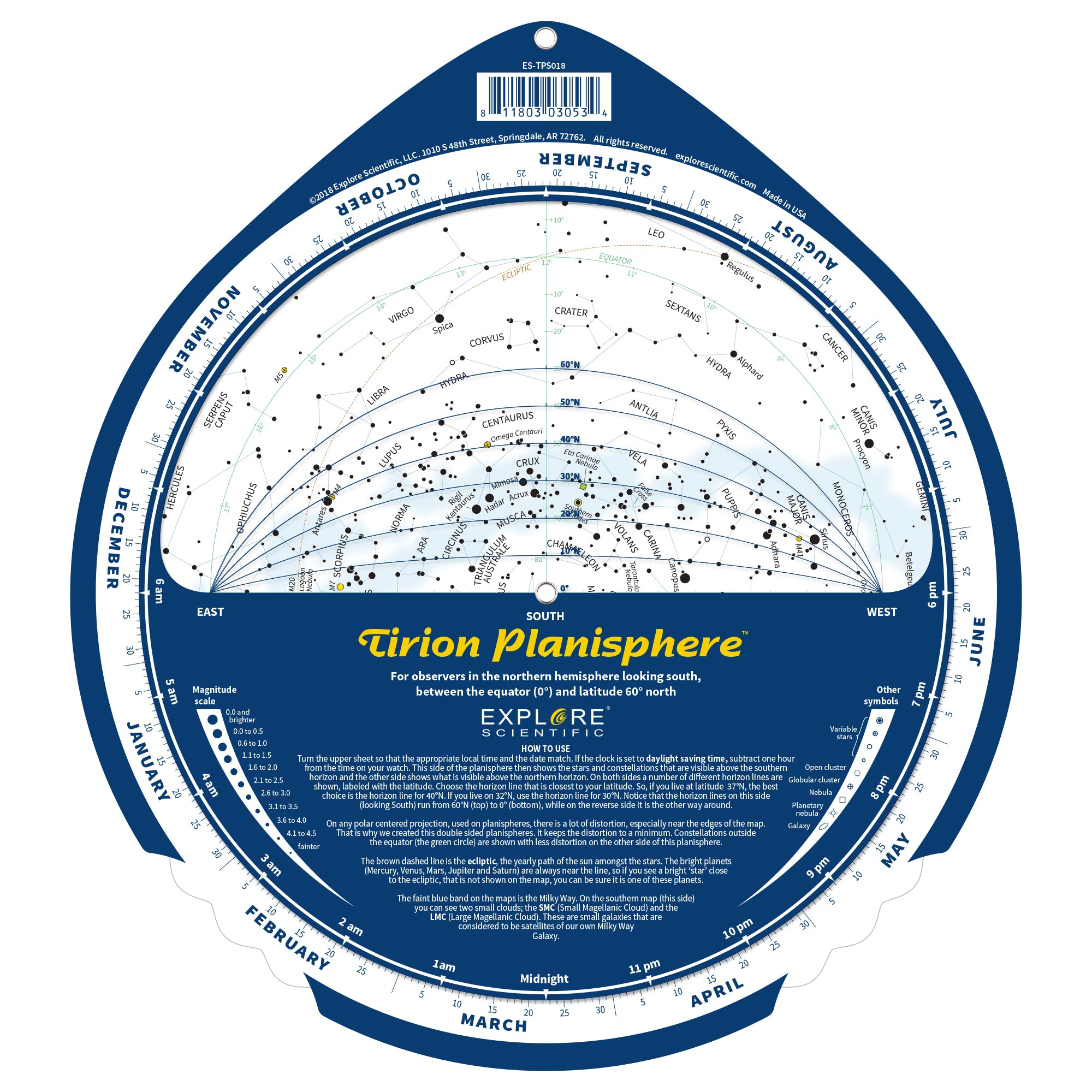 Tirion Double-Sided Multi-Latitude Planisphere
