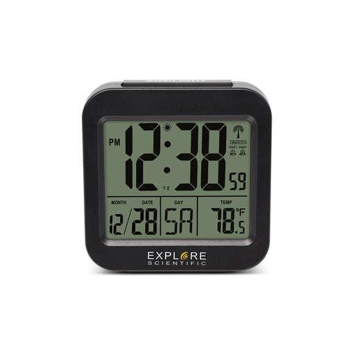 Explore Scientific Travel Alarm with radio-controlled Clock and Indoor Temperature Display
