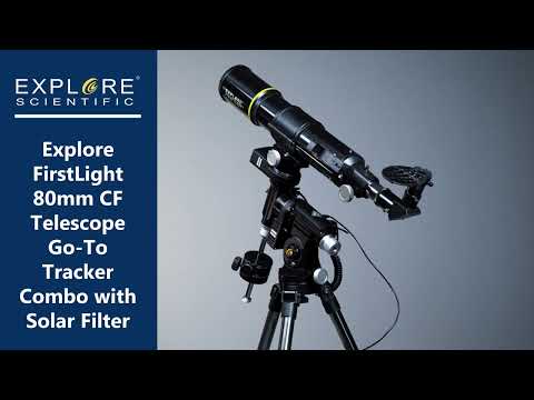 A video showing the Explore Scientific FirstLight 80mm CF Telescope Go To Tracker Combo with Solar Filter